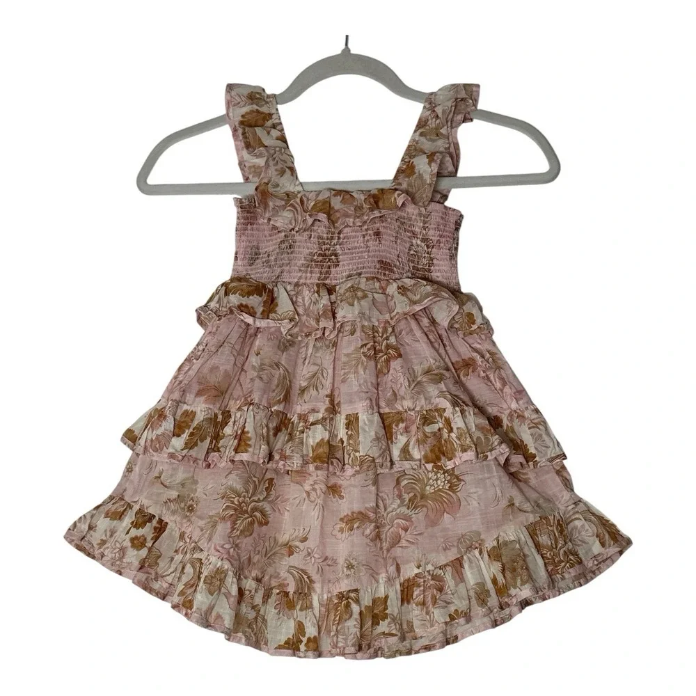 ZIMMERMANN Kids Girls Dress Size 4 Floral Sleeveless Ruffle Luxury Coquette